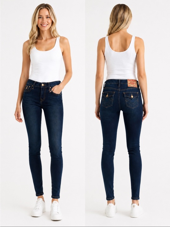 True Religion Denim - True Religion Dark Indigo Mid-Rise Jennie Curvy Skinny Jeans